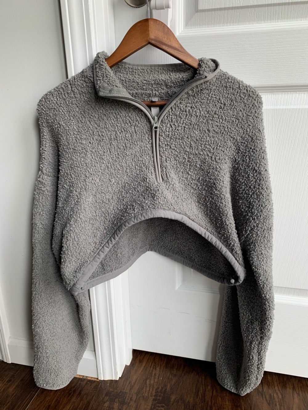 SKIMS Grey Sherpa Quarter-Zip Pullover